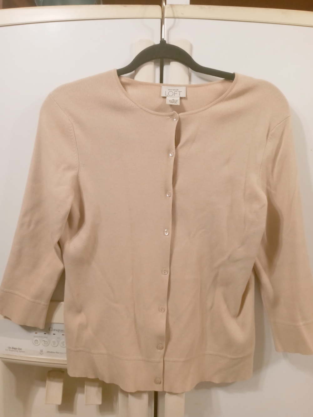 LOFT Women's Cream Button-Up Cardigan Sweater